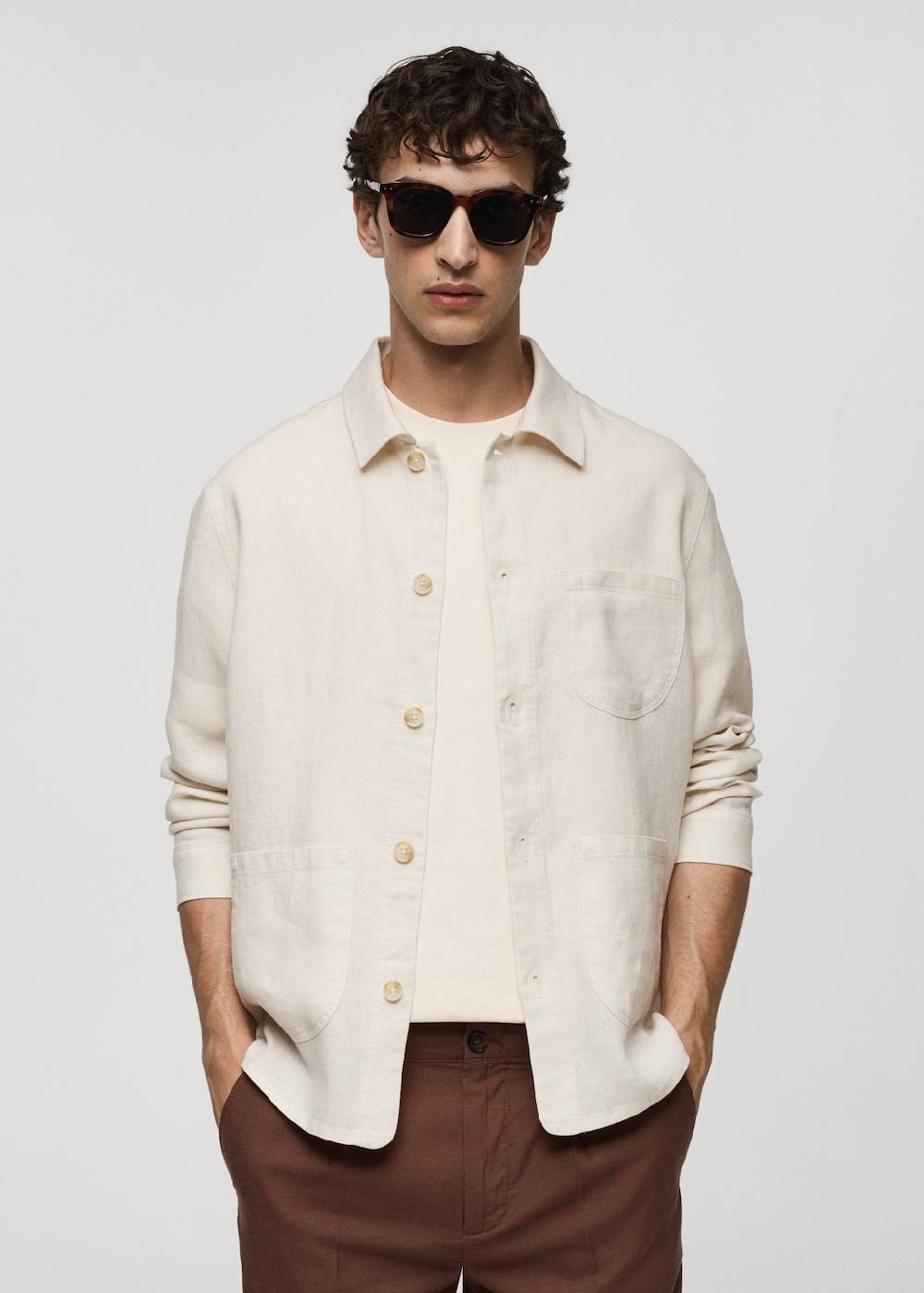 Mango Overshirt mit Taschen aus 100 % Leinen Neuheiten