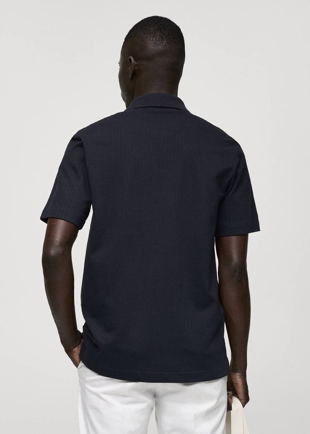 Mango Geripptes Regular-Fit-Poloshirt aus Baumwolle Letzter Tag