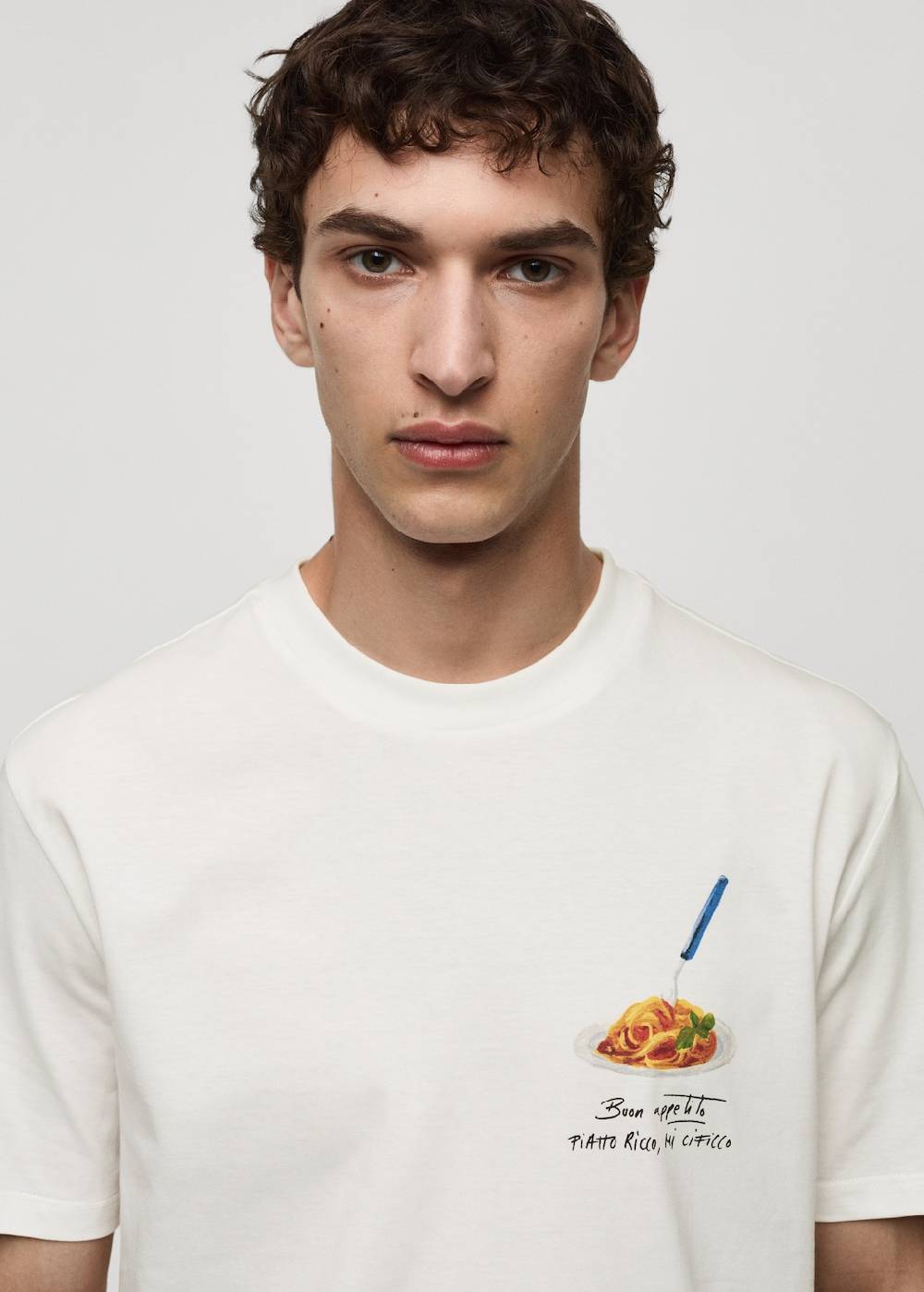 Mango Gemustertes T-Shirt aus 100 % Baumwolle Sonderangebot der Fabrik