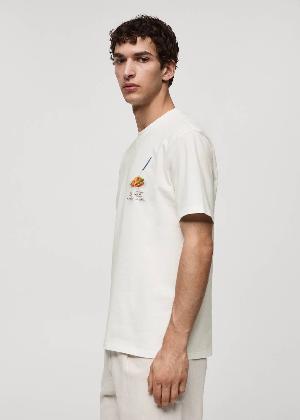 Mango Gemustertes T-Shirt aus 100 % Baumwolle Sonderangebot der Fabrik