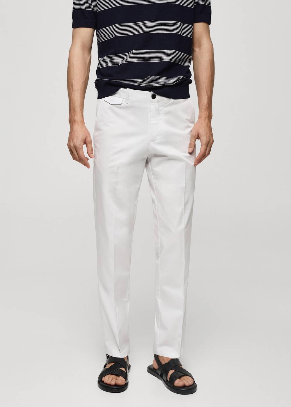 Mango Regular Fit-Baumwollhose mit Struktur Nur noch ein Tag übrig