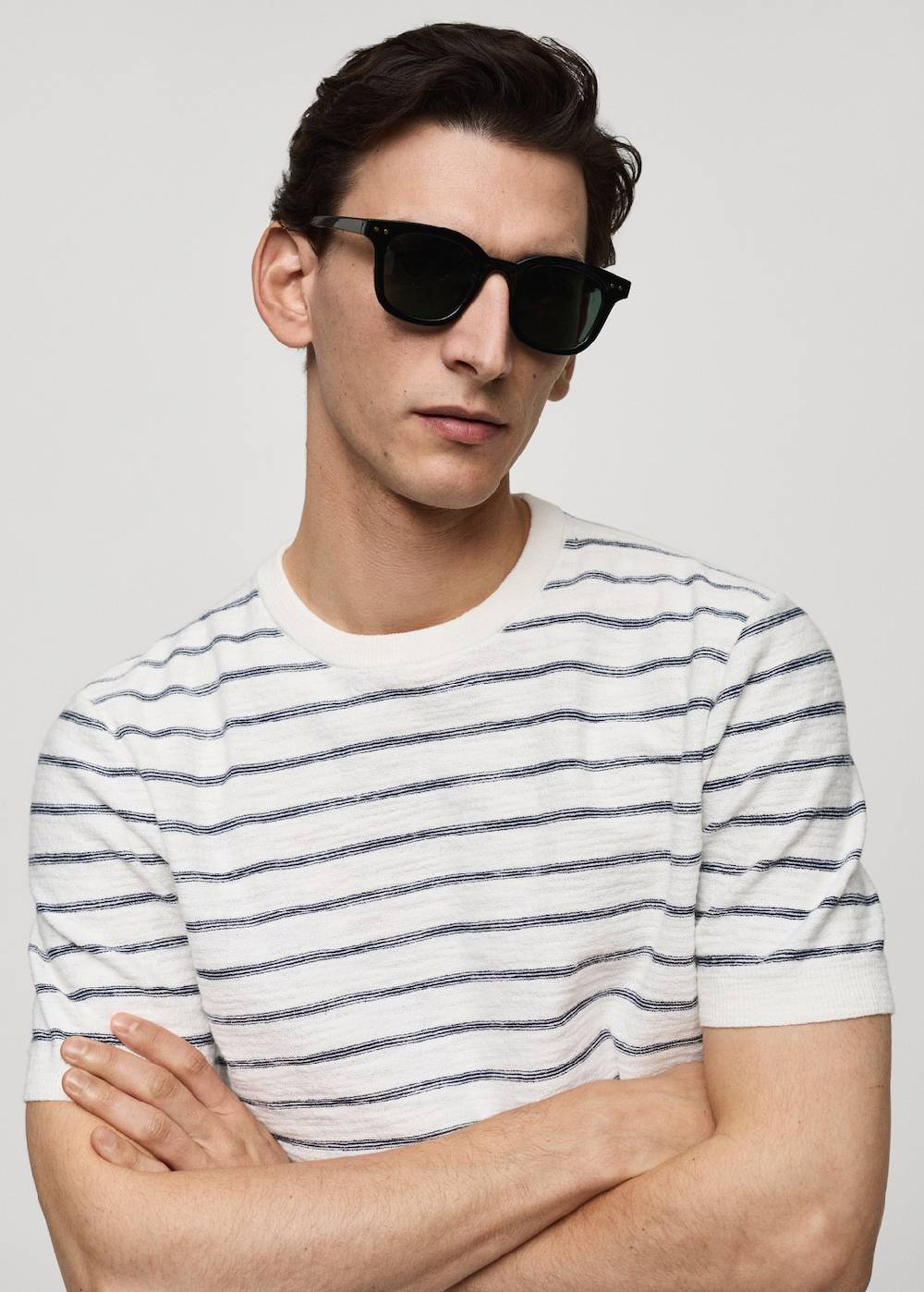 Mango Gestreiftes T-Shirt aus Baumwollstrick Clearance-Verkauf