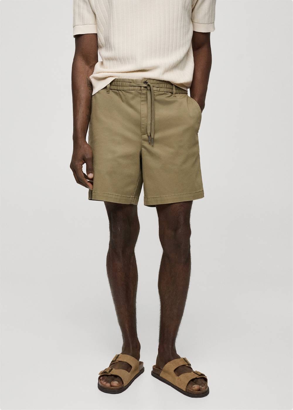 Mango Baumwoll-Bermudashorts mit Kordelzug Black Friday Preise