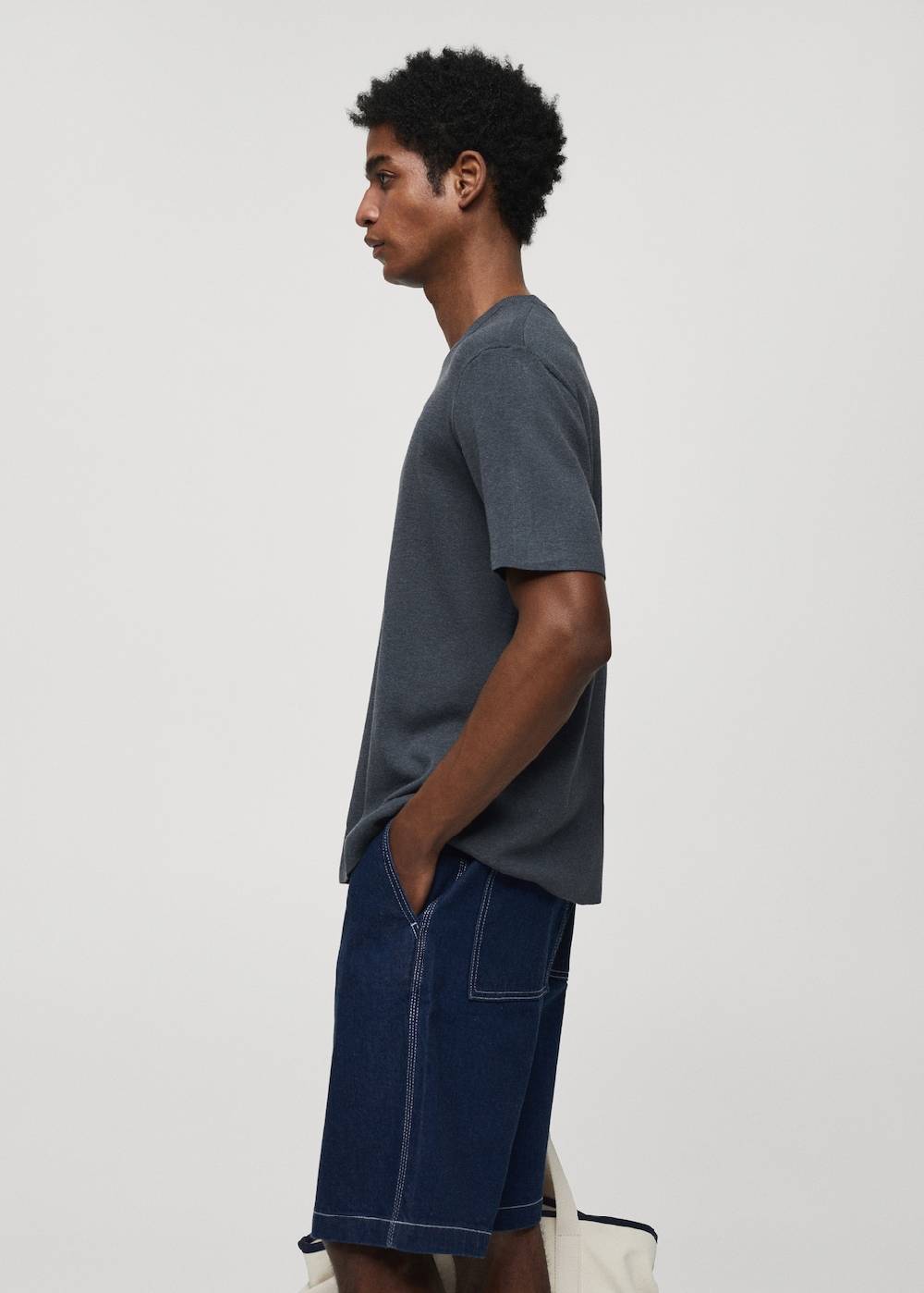 Mango Strick-T-Shirt aus Baumwollgemisch Im Verkauf