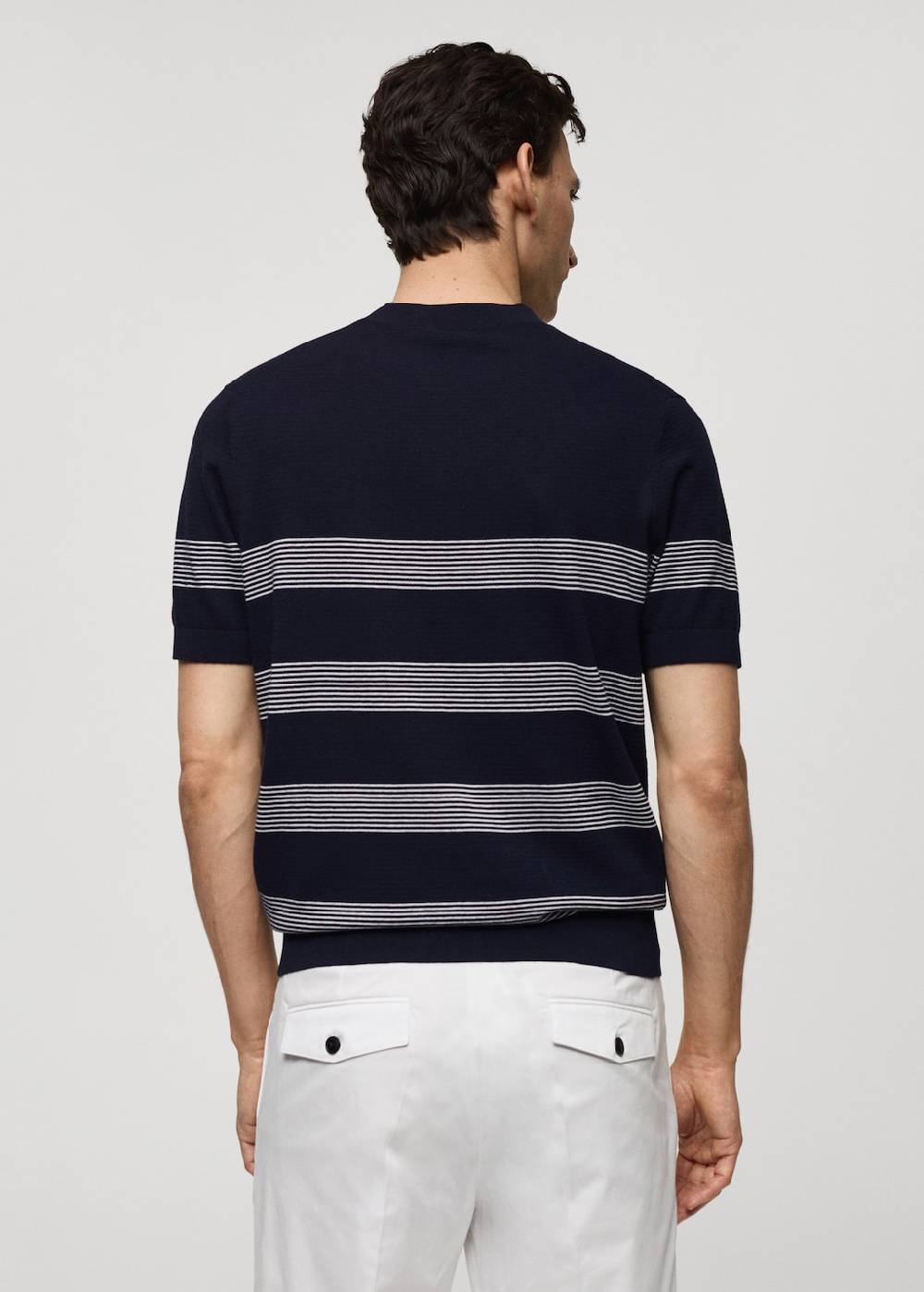 Mango Gestreiftes Strick-T-Shirt aus Baumwolle mit Modal Outlet