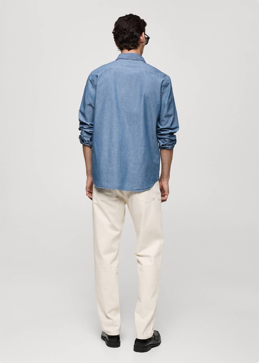 Mango Regular-Fit-Polohemd aus 100 % Baumwoll-Chambray Großer Ausverkauf