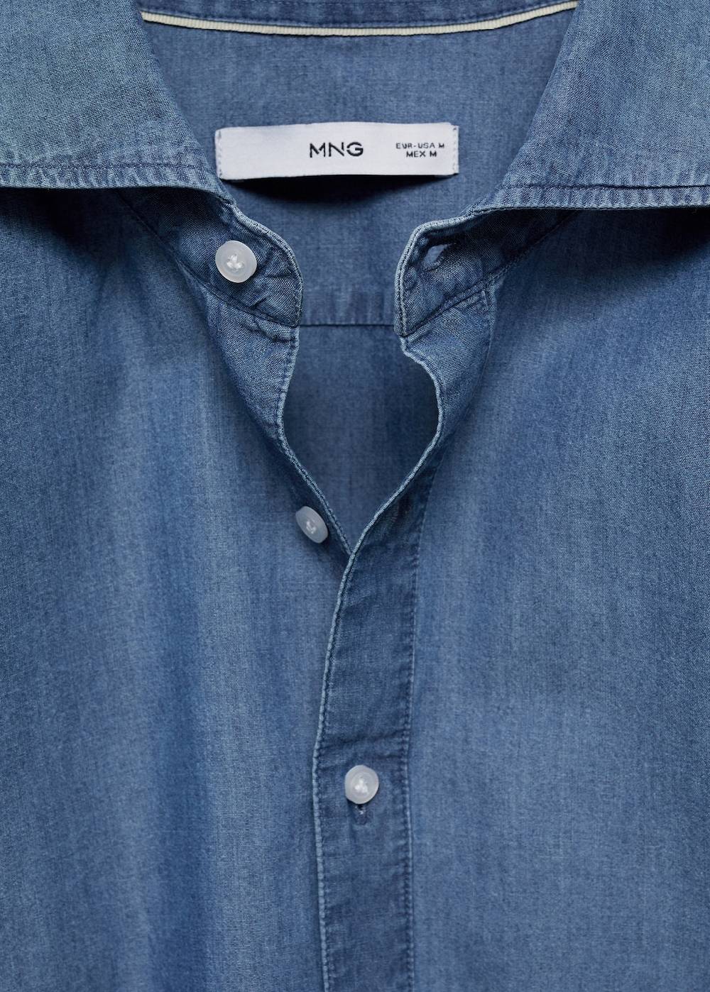 Mango Regular-Fit-Polohemd aus 100 % Baumwoll-Chambray Großer Ausverkauf