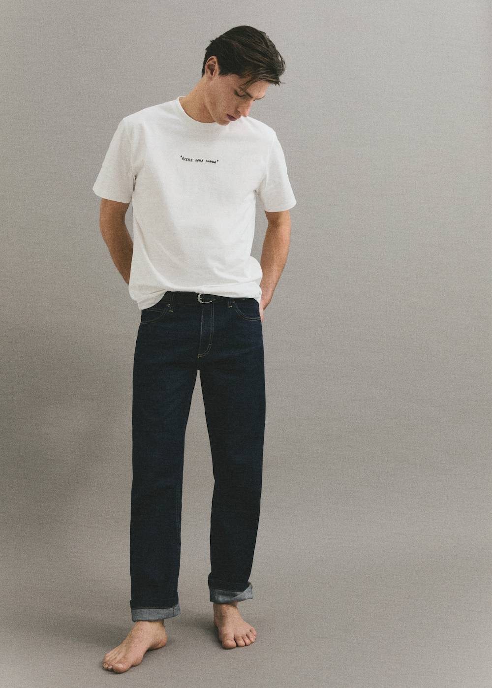Mango Gemustertes Regular-Fit-T-Shirt aus Baumwolle Valentinstagsangebot