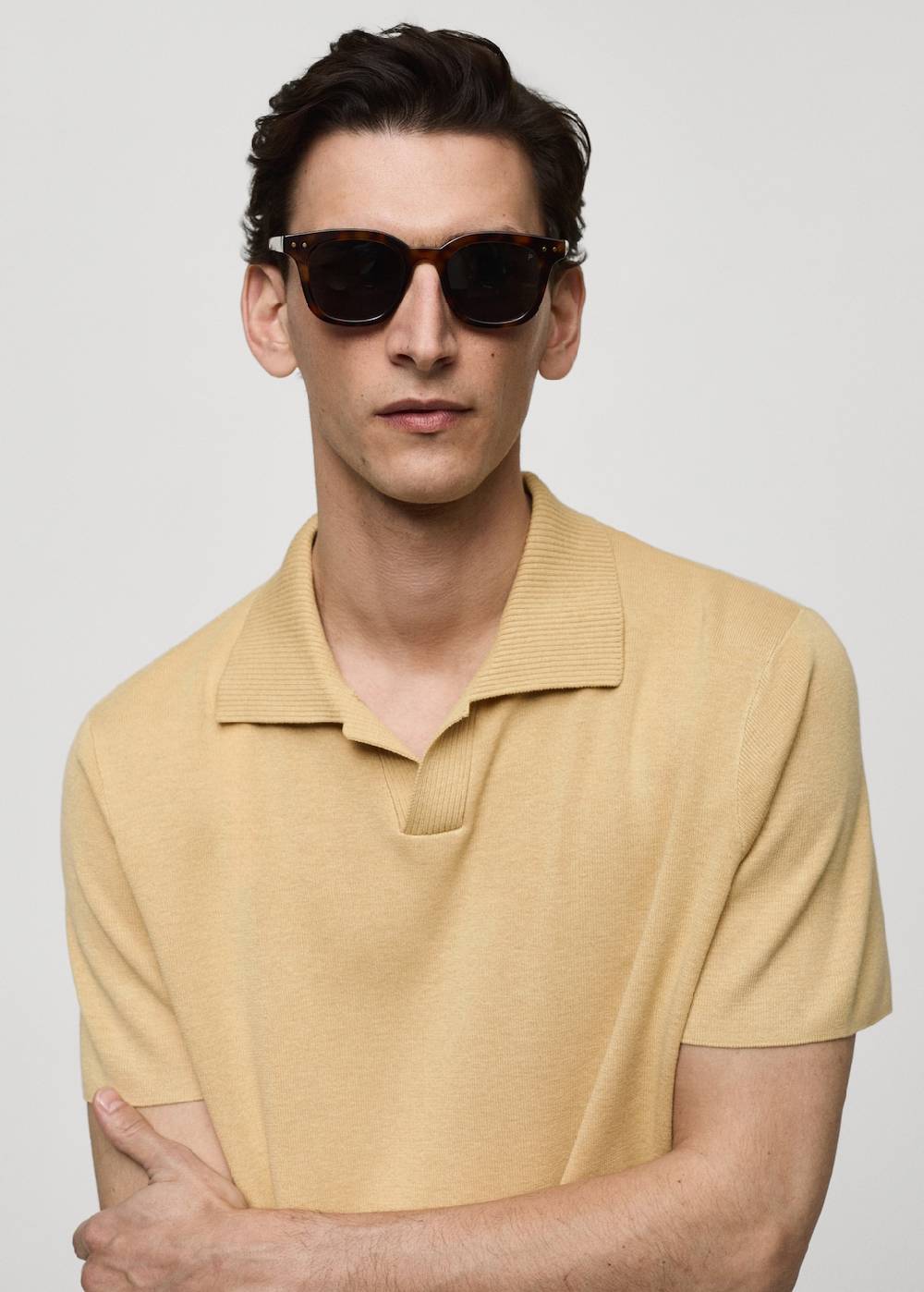 Mango Texturiertes Strick-Poloshirt aus Baumwolle Lagerräumung