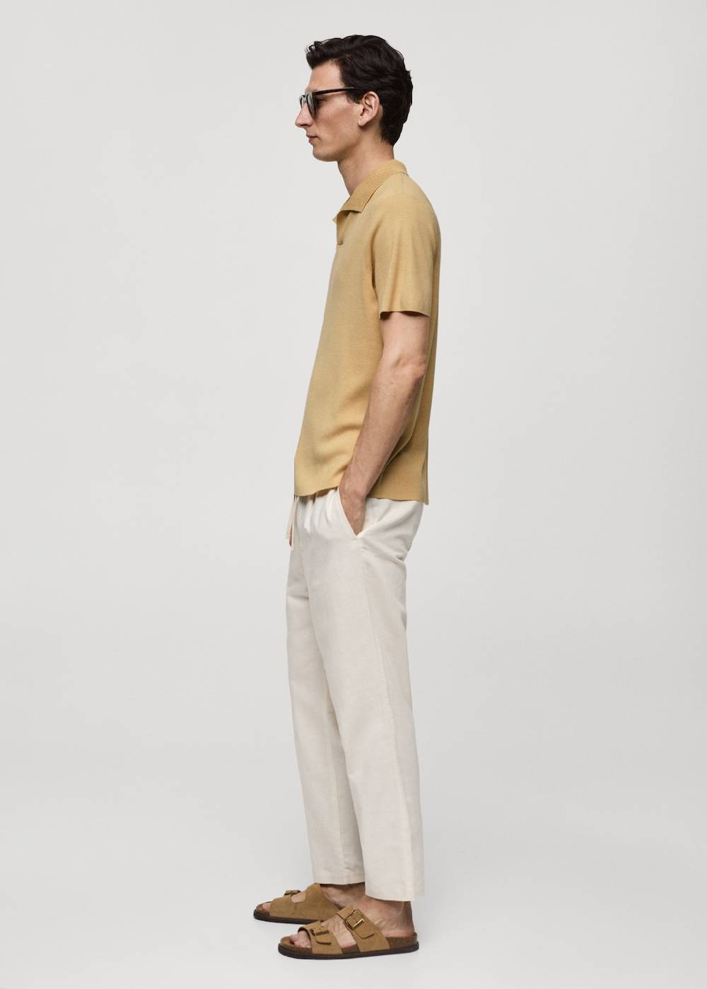 Mango Texturiertes Strick-Poloshirt aus Baumwolle Lagerräumung