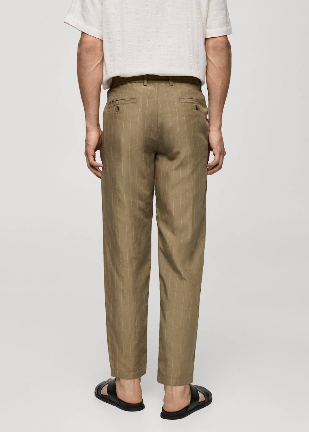 Mango Gestreifte Hose aus Leinengemisch mit Kordelzug Top Angebot