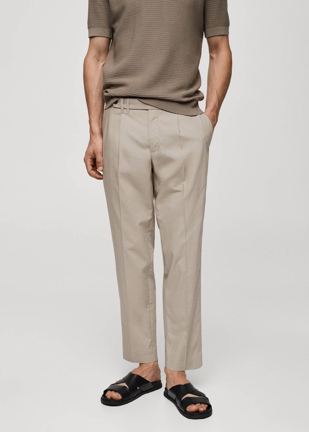 Mango Slim-Fit-Bundfaltenhose aus Lyocell Tiefpreis