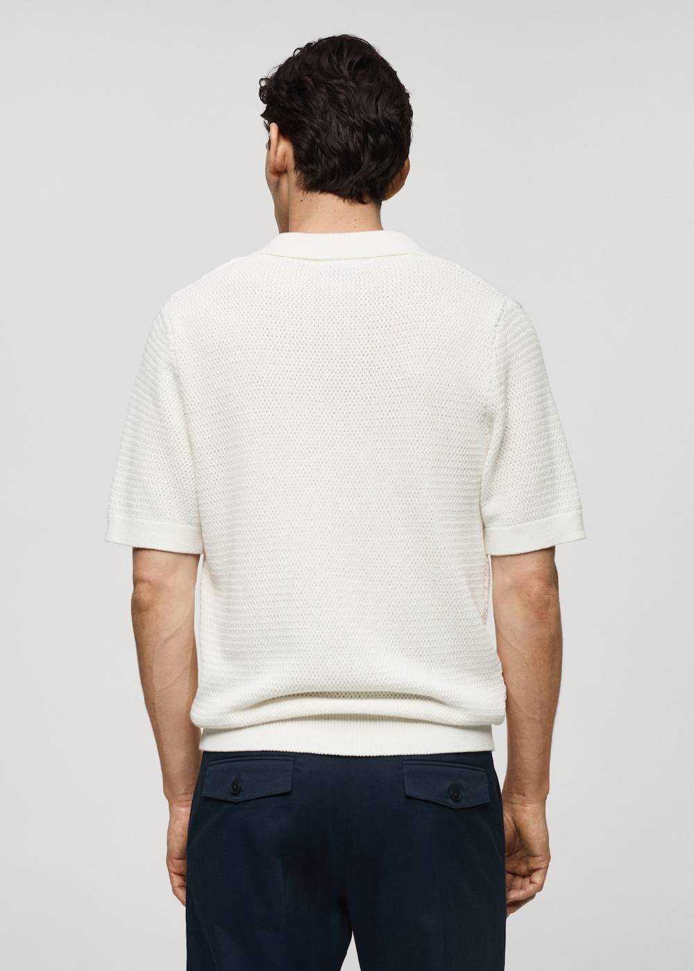 Mango Strick-Poloshirt aus Baumwolle mit Lochmuster Nur noch ein Tag übrig