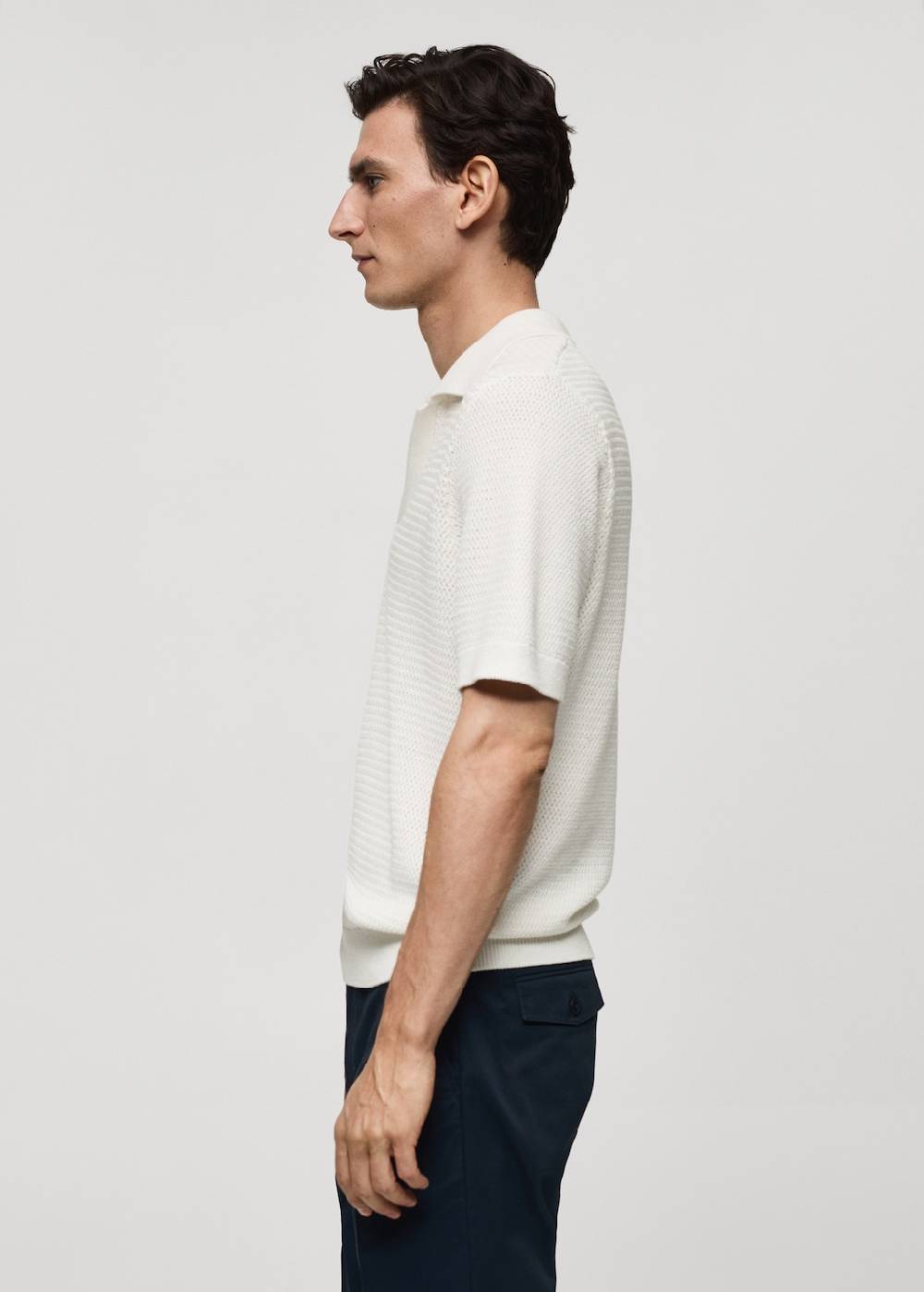 Mango Strick-Poloshirt aus Baumwolle mit Lochmuster Nur noch ein Tag übrig