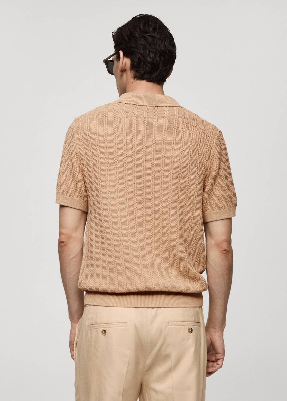 Mango Baumwoll-Poloshirt mit großem Perlmuster Riesige Rabatte