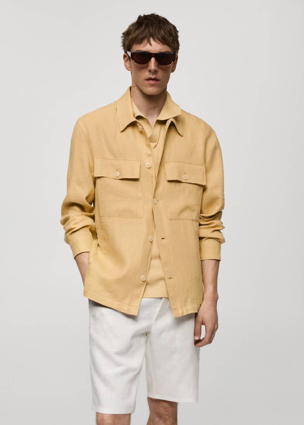 Mango Overshirt mit Taschen aus 100 % Leinen Clearance-Verkauf