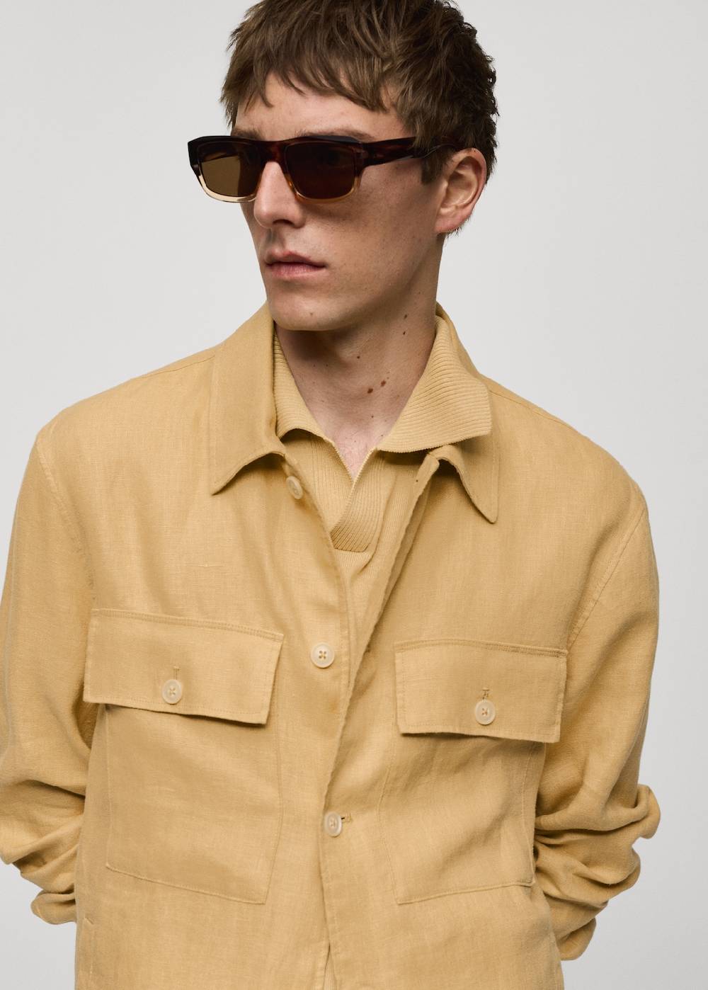 Mango Overshirt mit Taschen aus 100 % Leinen Clearance-Verkauf