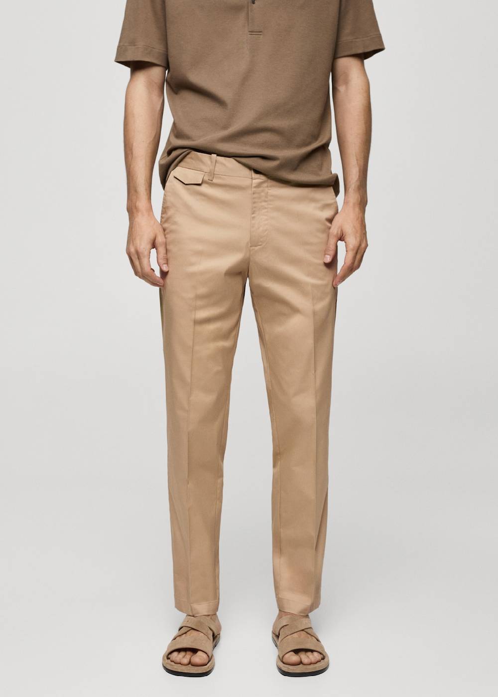 Mango Regular Fit-Baumwollhose mit Struktur Fabrikladen