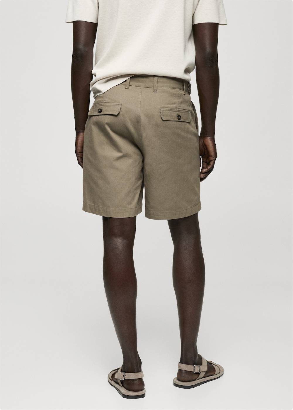 Mango Bermudashorts aus 100 % Baumwolle mit Fischgratmuster Begrenzt auf 3 Tage