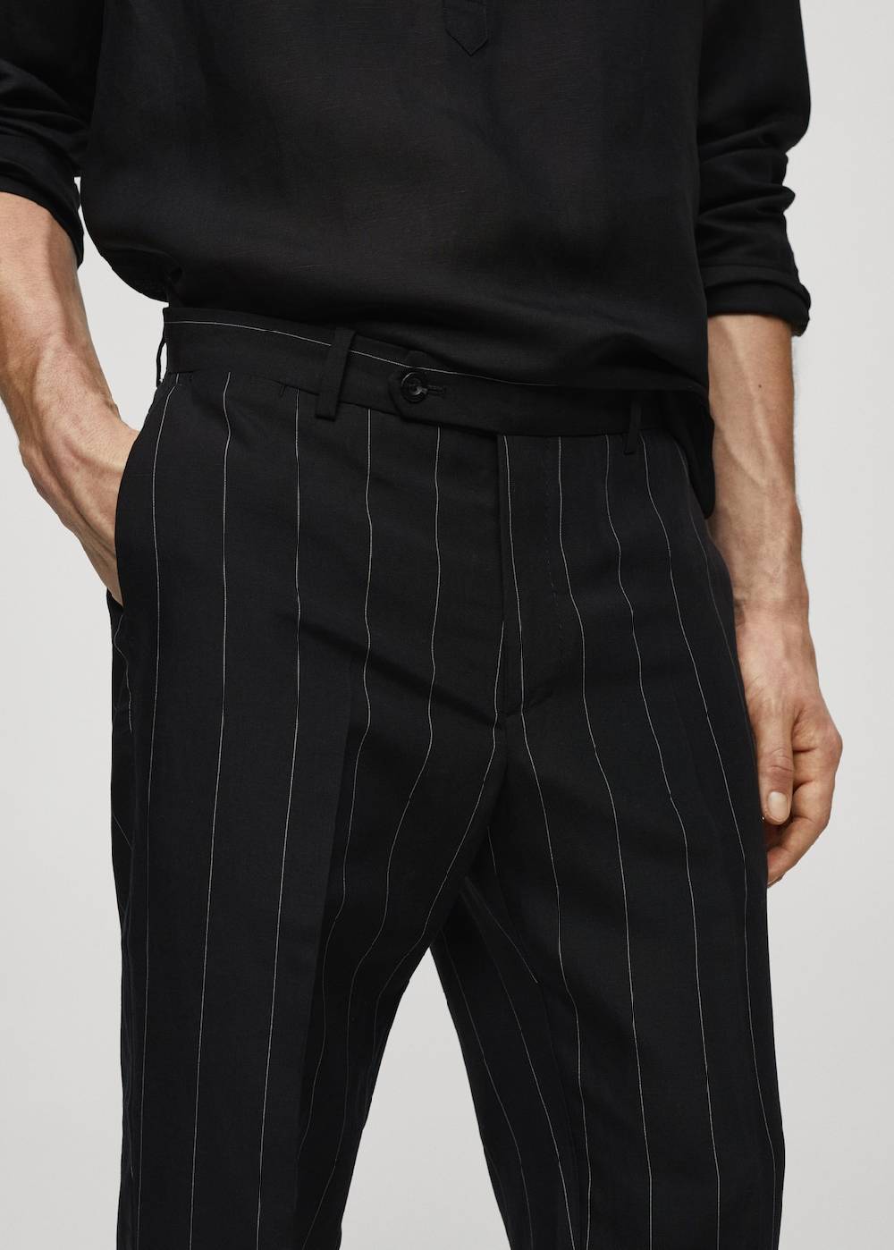 Mango Slim-Fit-Nadelstreifenhose aus Leinen Online
