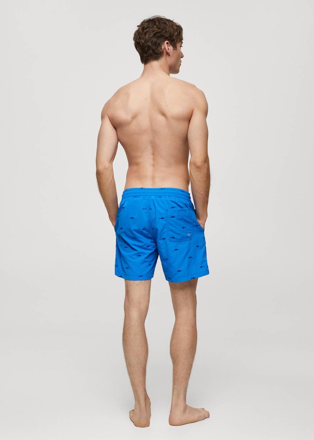 Mango Badeshorts mit Kordelzug und aufgesticktem Fischmotiv Blitzverkäufe