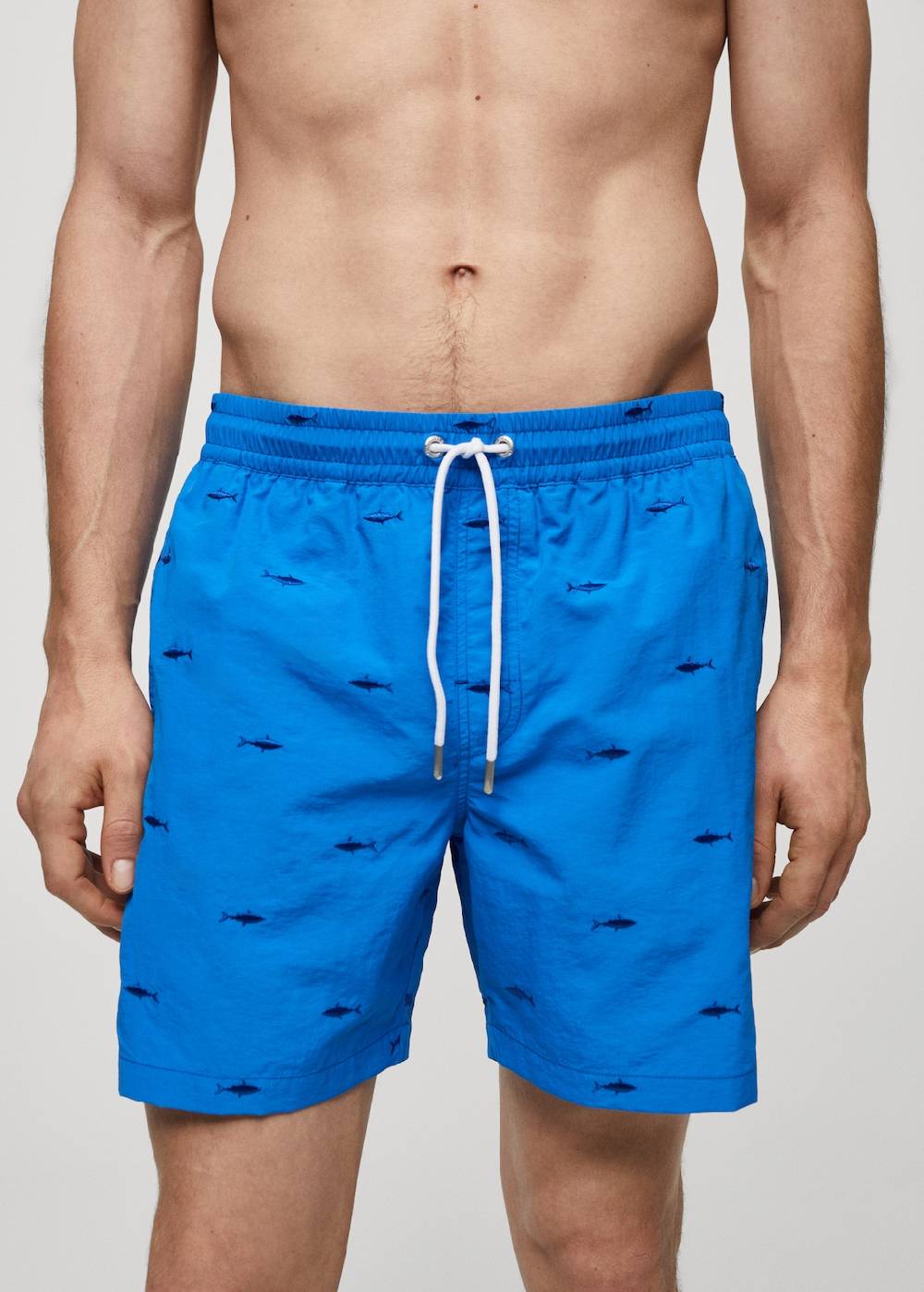 Mango Badeshorts mit Kordelzug und aufgesticktem Fischmotiv Blitzverkäufe
