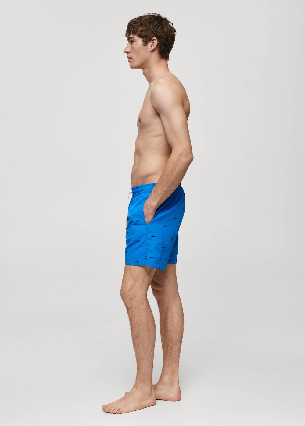 Mango Badeshorts mit Kordelzug und aufgesticktem Fischmotiv Blitzverkäufe