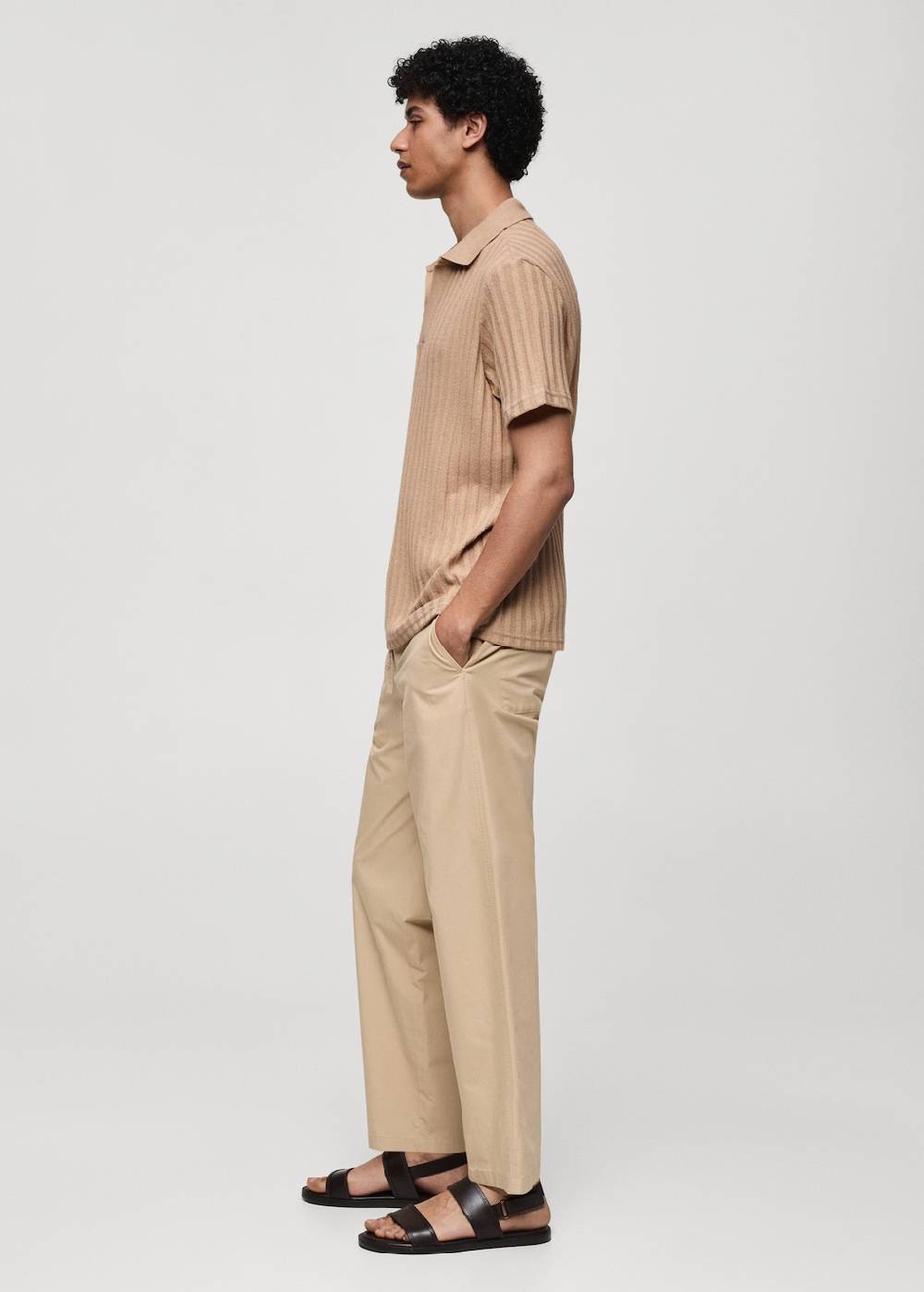 Mango Geripptes Regular-Fit-Poloshirt aus Baumwolle Kostenloser Versand