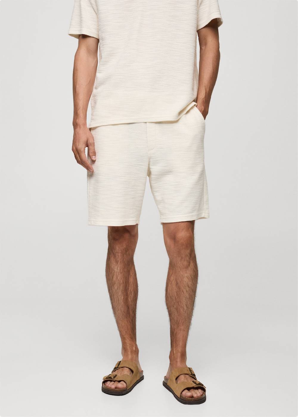 Mango Strukturierte Bermudashorts aus Baumwolle mit Kordelzug Flash Sale