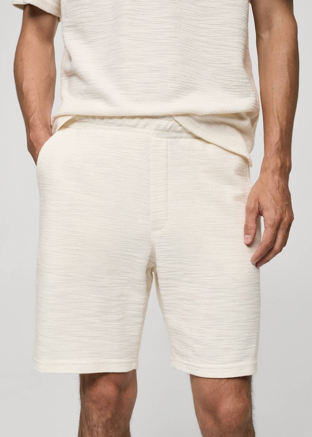 Mango Strukturierte Bermudashorts aus Baumwolle mit Kordelzug Flash Sale