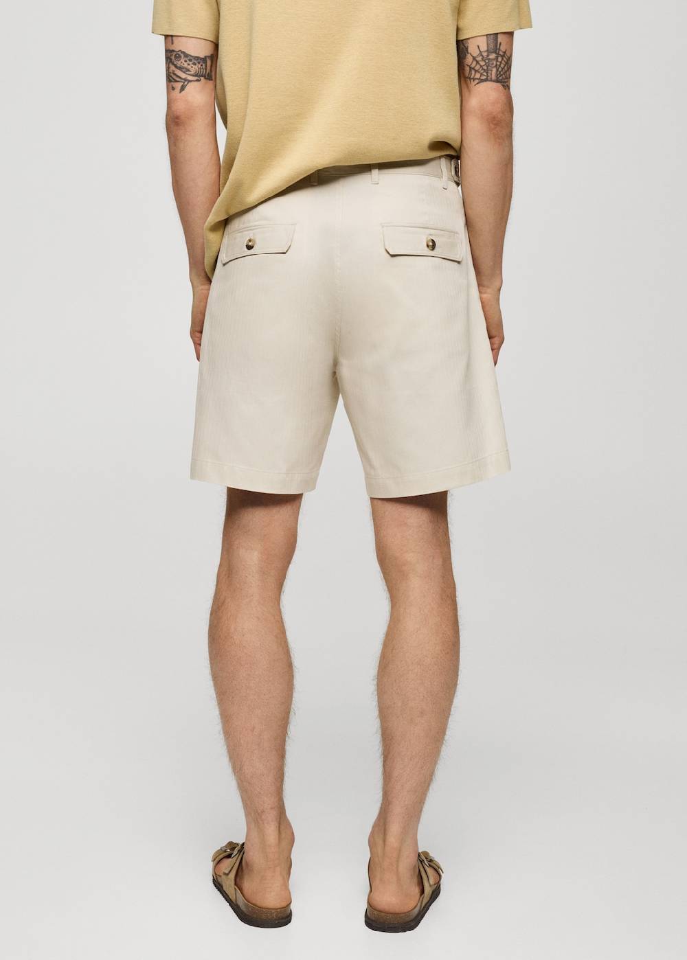 Mango Bermudashorts aus 100 % Baumwolle mit Fischgratmuster Online Shopping