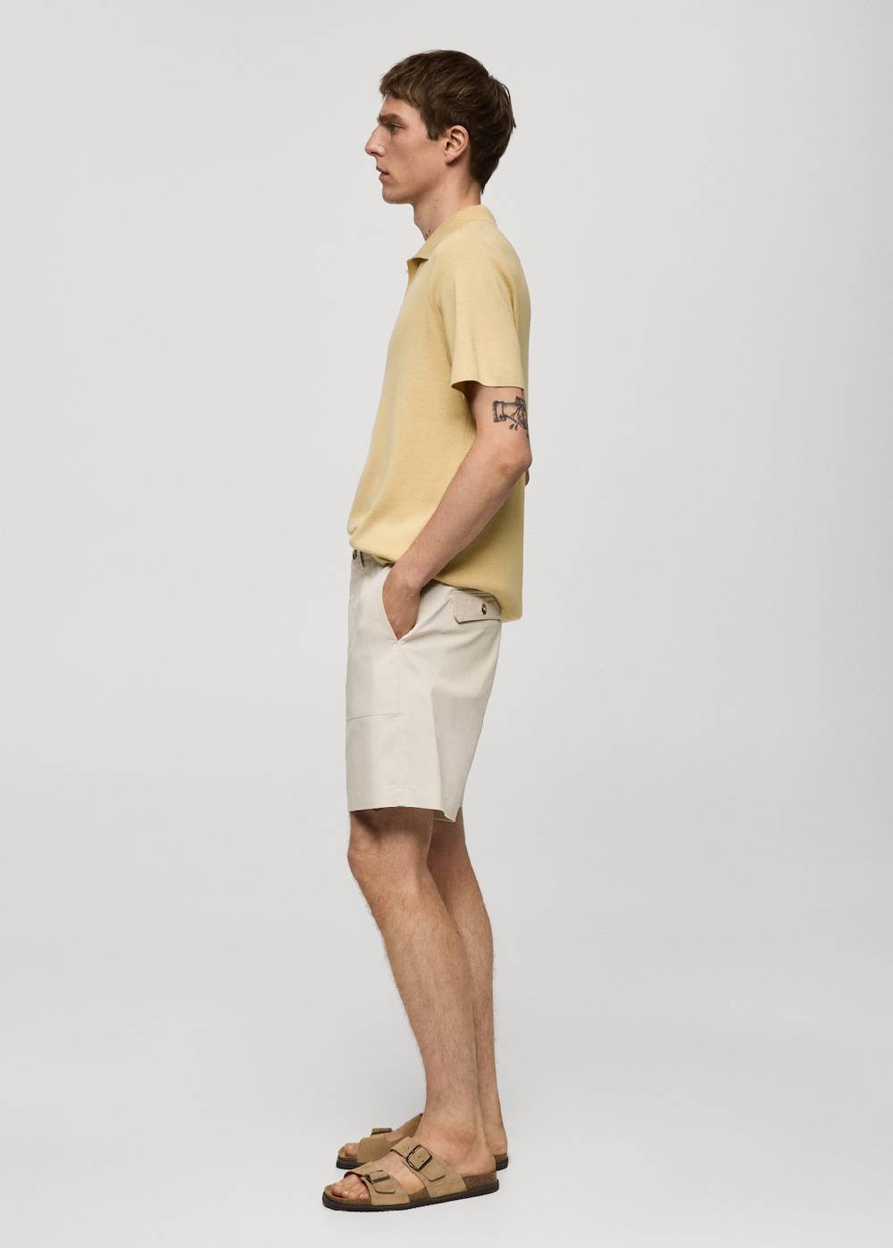 Mango Bermudashorts aus 100 % Baumwolle mit Fischgratmuster Online Shopping