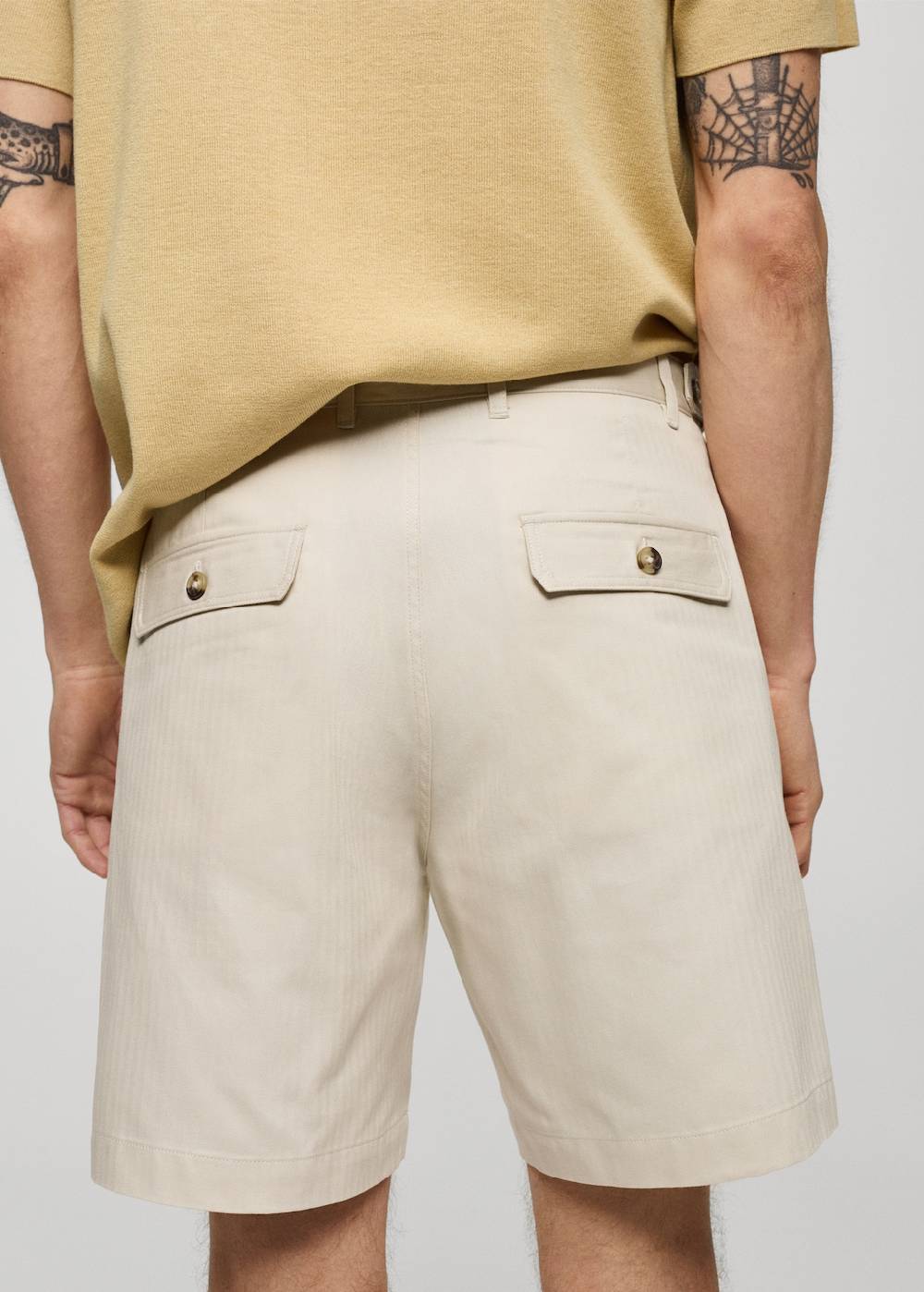 Mango Bermudashorts aus 100 % Baumwolle mit Fischgratmuster Online Shopping