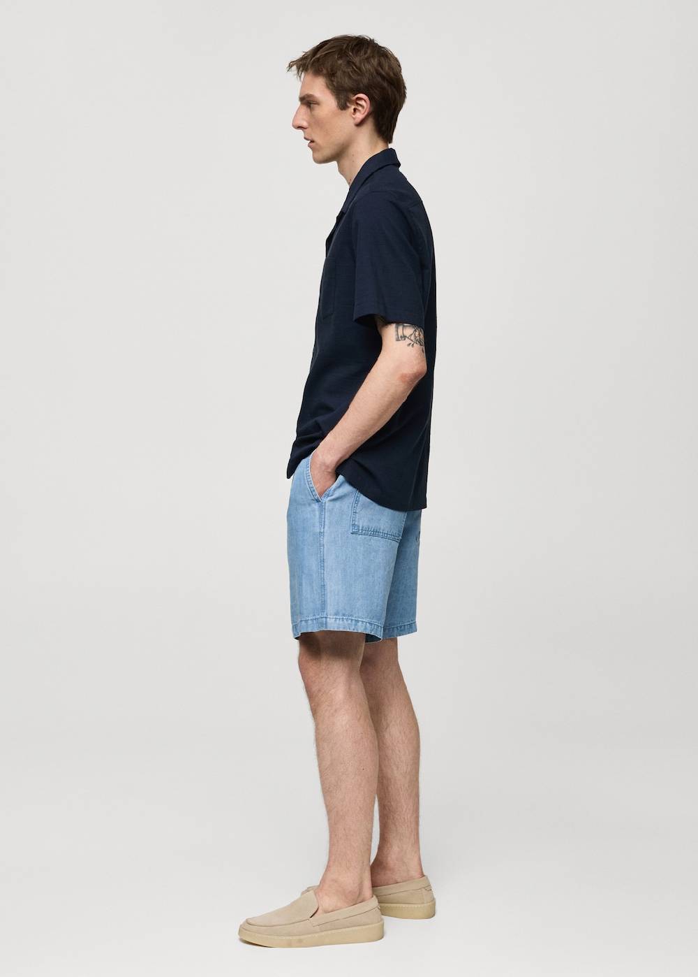 Mango Bundfalten-Bermudashorts aus Hanf mit Lyocell Weihnachtsangebot