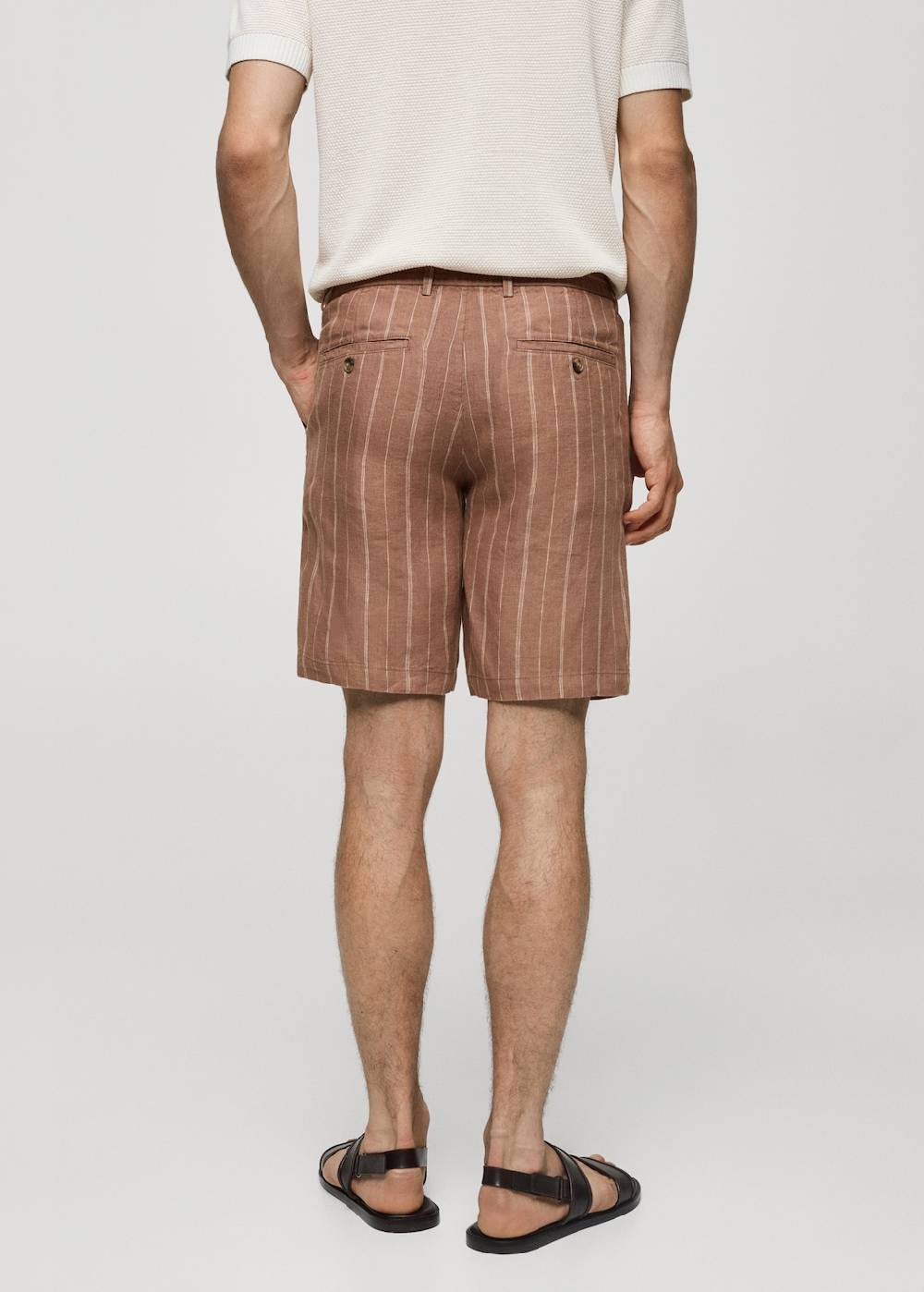 Mango Gestreife Bermudashorts aus 100 % Leinen mit Kordelzug Exklusive Angebote