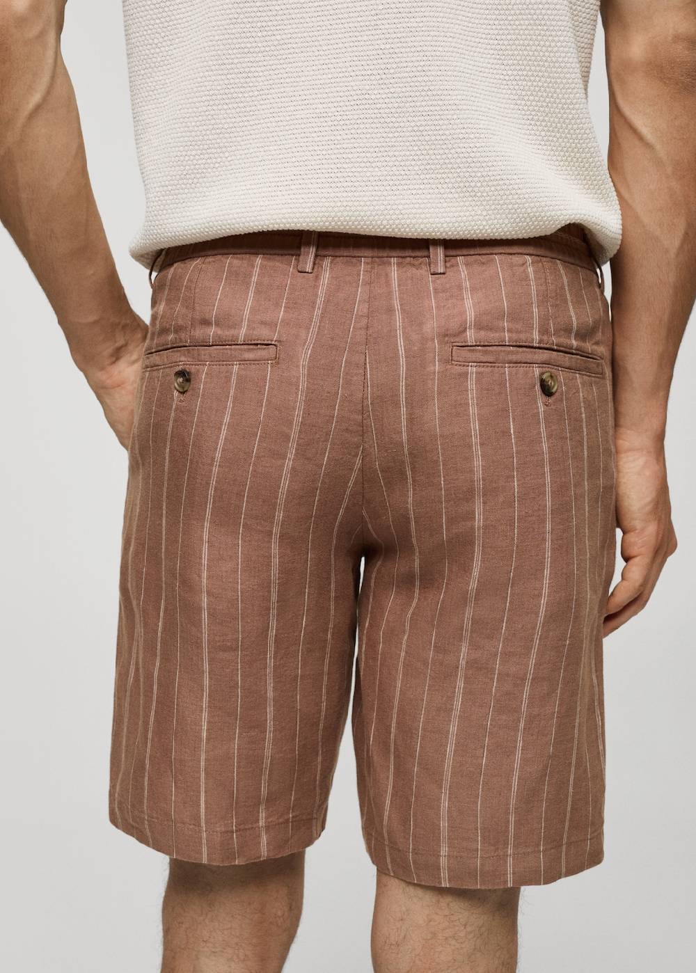 Mango Gestreife Bermudashorts aus 100 % Leinen mit Kordelzug Exklusive Angebote