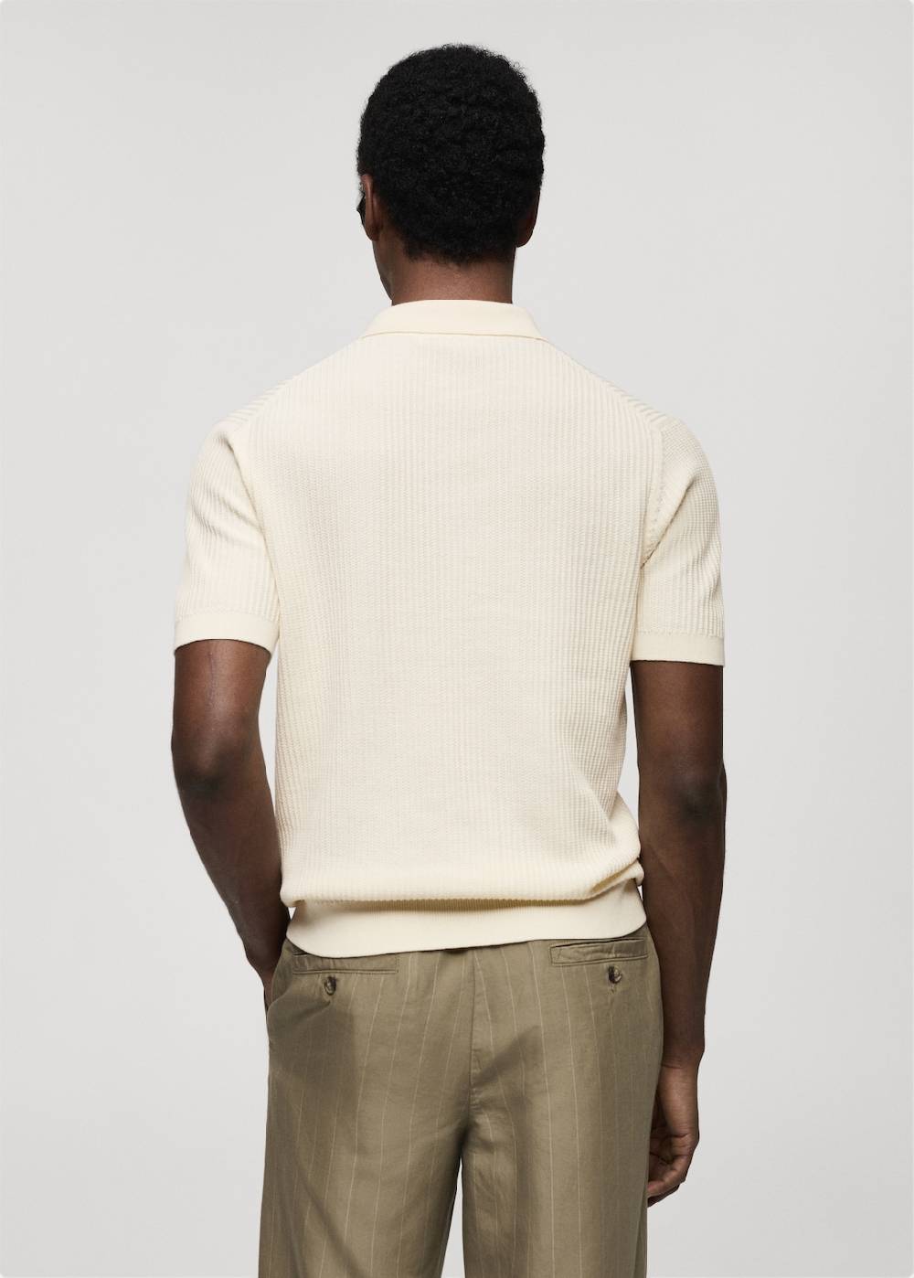 Mango Geripptes Strick-Poloshirt aus Baumwolle Neuheiten