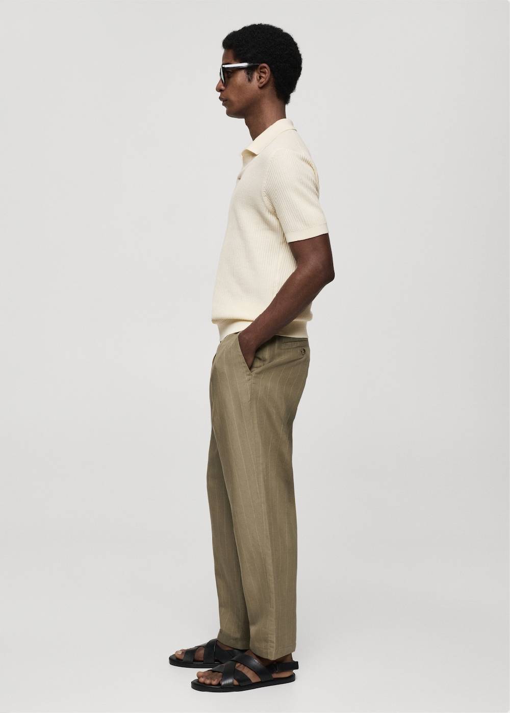 Mango Geripptes Strick-Poloshirt aus Baumwolle Neuheiten