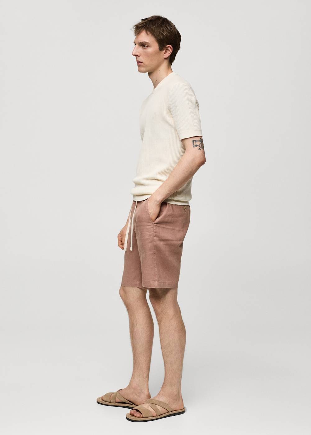 Mango Bermudashorts aus 100 % Leinen mit Kordel Sonderangebot der Fabrik
