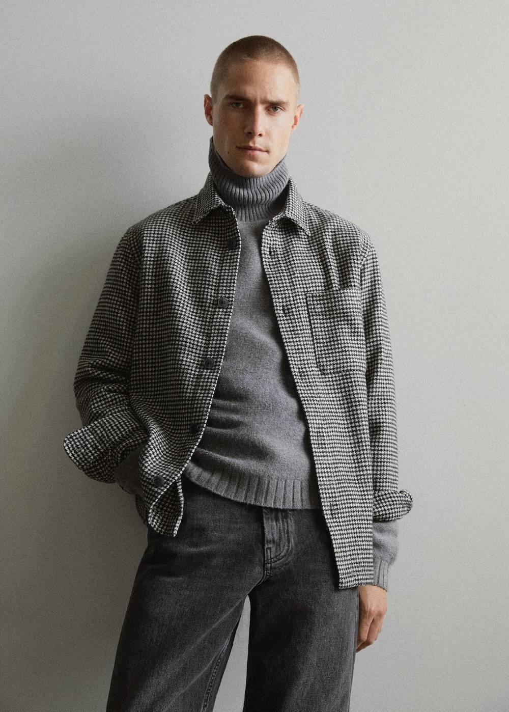 Mango Overshirt mit Hahnentrittmuster zollfrei