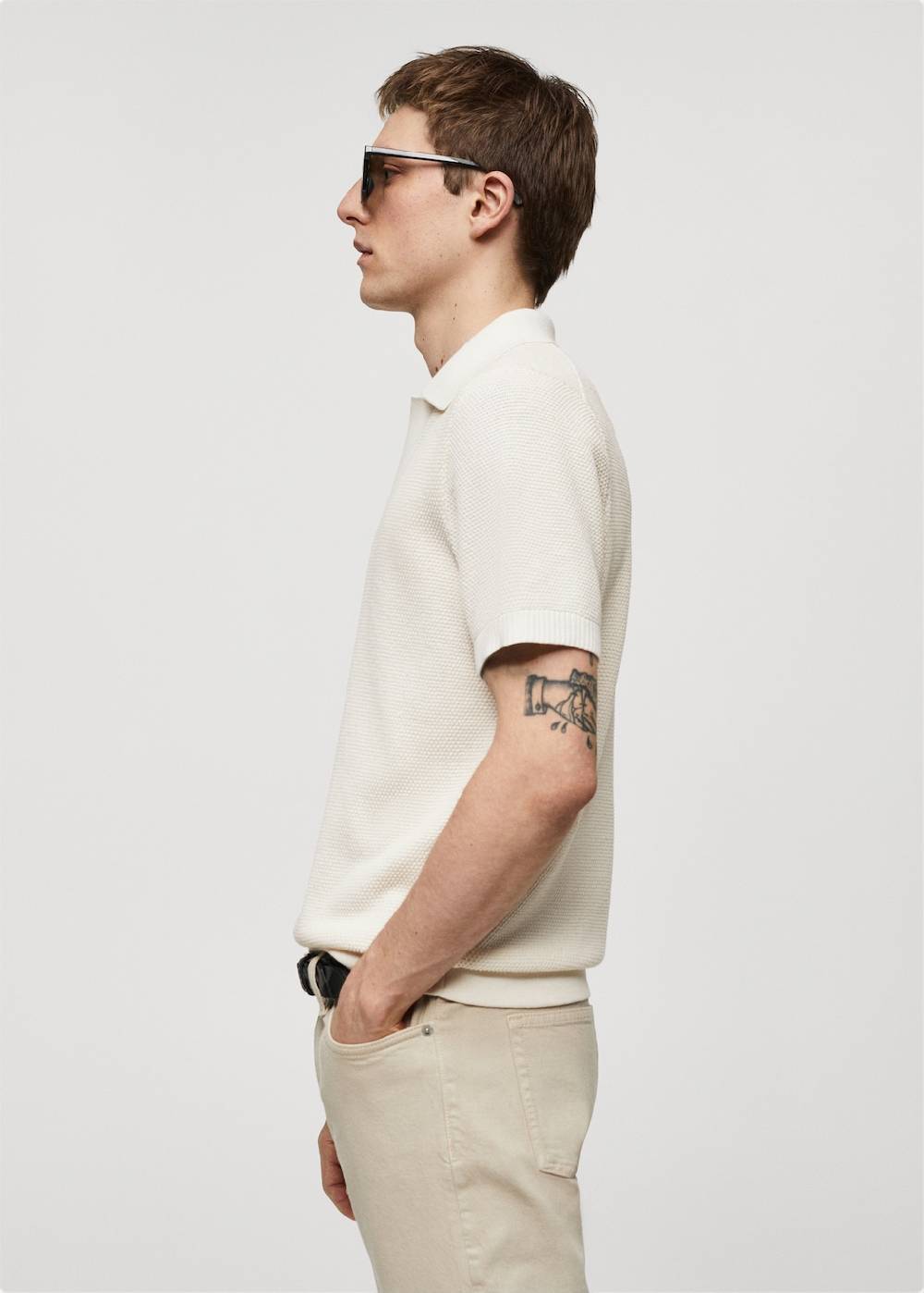 Mango Strukturiertes Strick-Poloshirt Angebote
