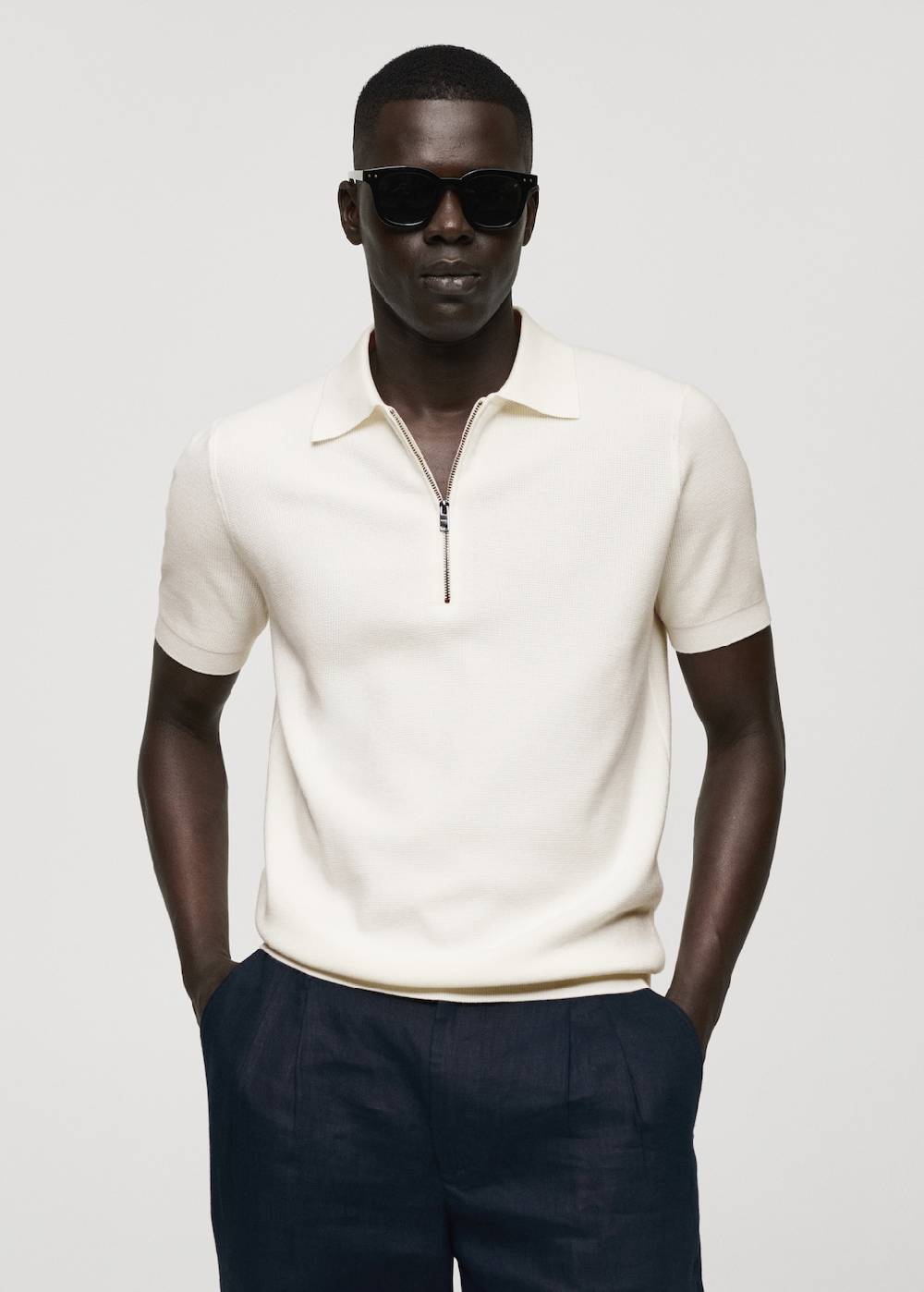 Mango Strick-Poloshirt mit Reißverschluss Lagerräumung