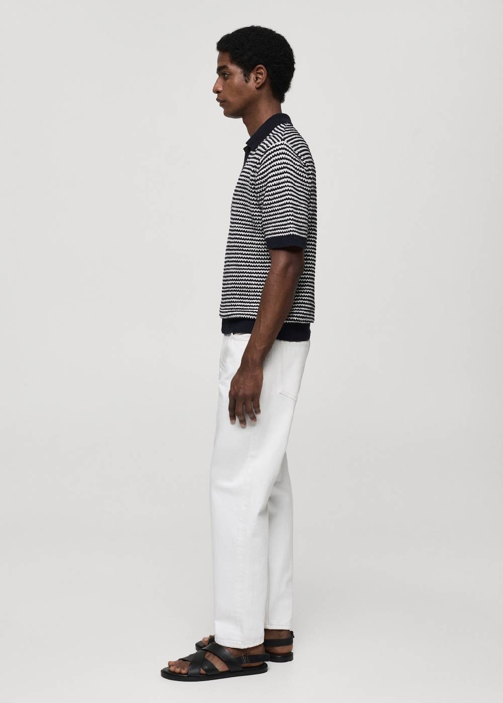 Mango Gestreiftes Stric-Poloshirt mit Kontrastkragen Online Outlet