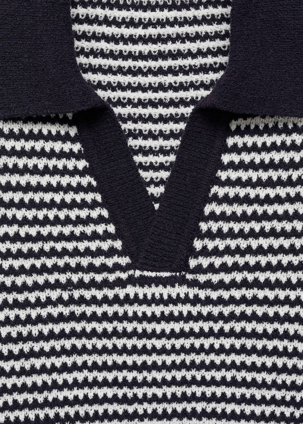 Mango Gestreiftes Stric-Poloshirt mit Kontrastkragen Online Outlet