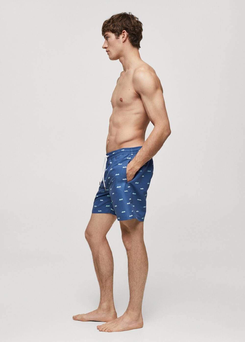 Mango Badeshorts mit Kordelzug und Espadrilles-Motiv Begrenzte Freigabe