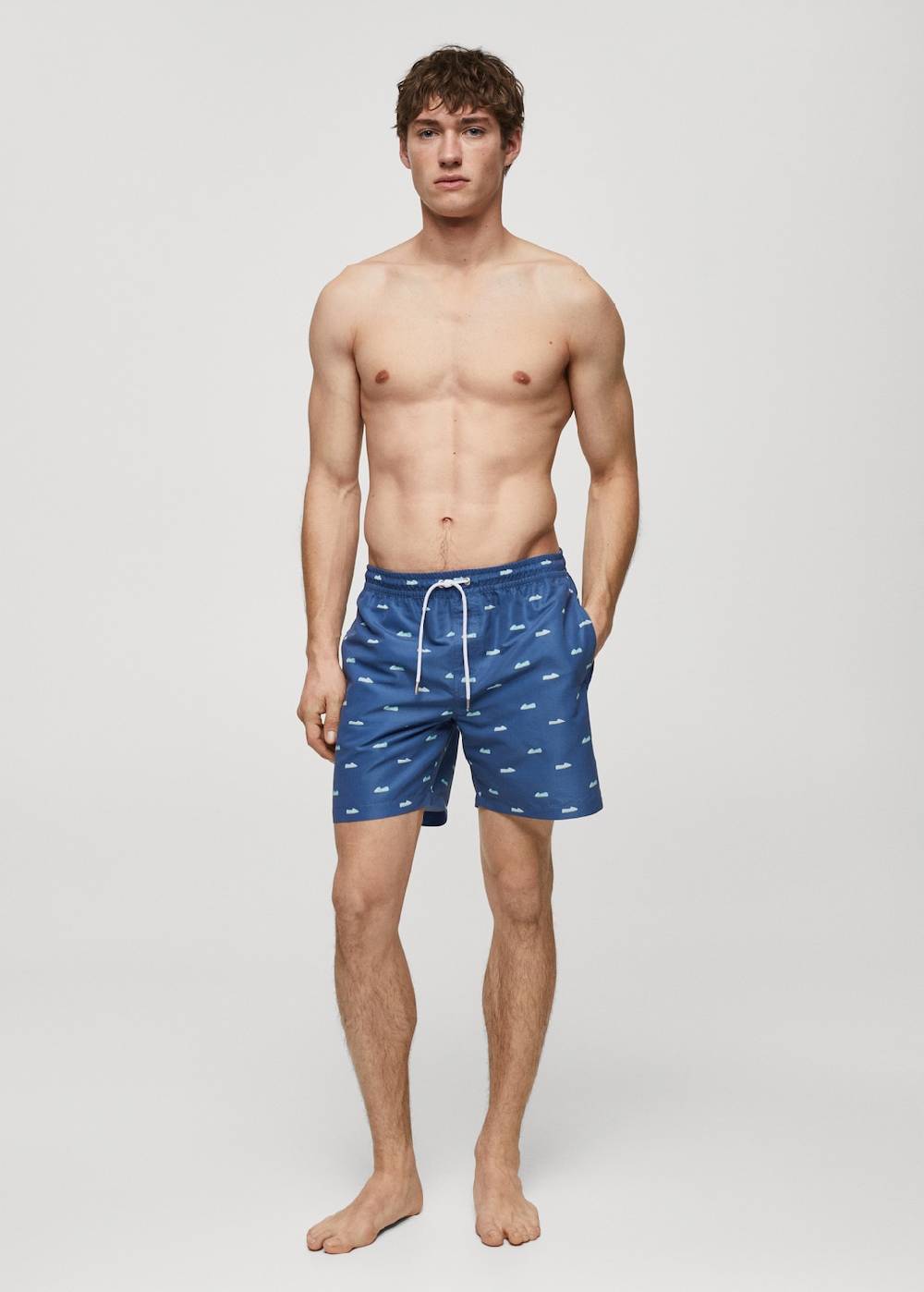 Mango Badeshorts mit Kordelzug und Espadrilles-Motiv Begrenzte Freigabe