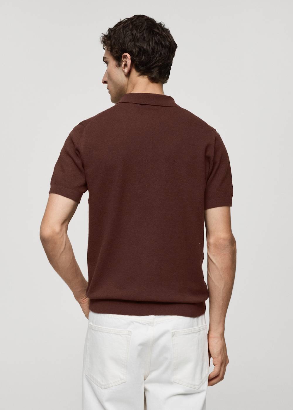 Mango Kurzärmliges Strick-Poloshirt Im Verkauf