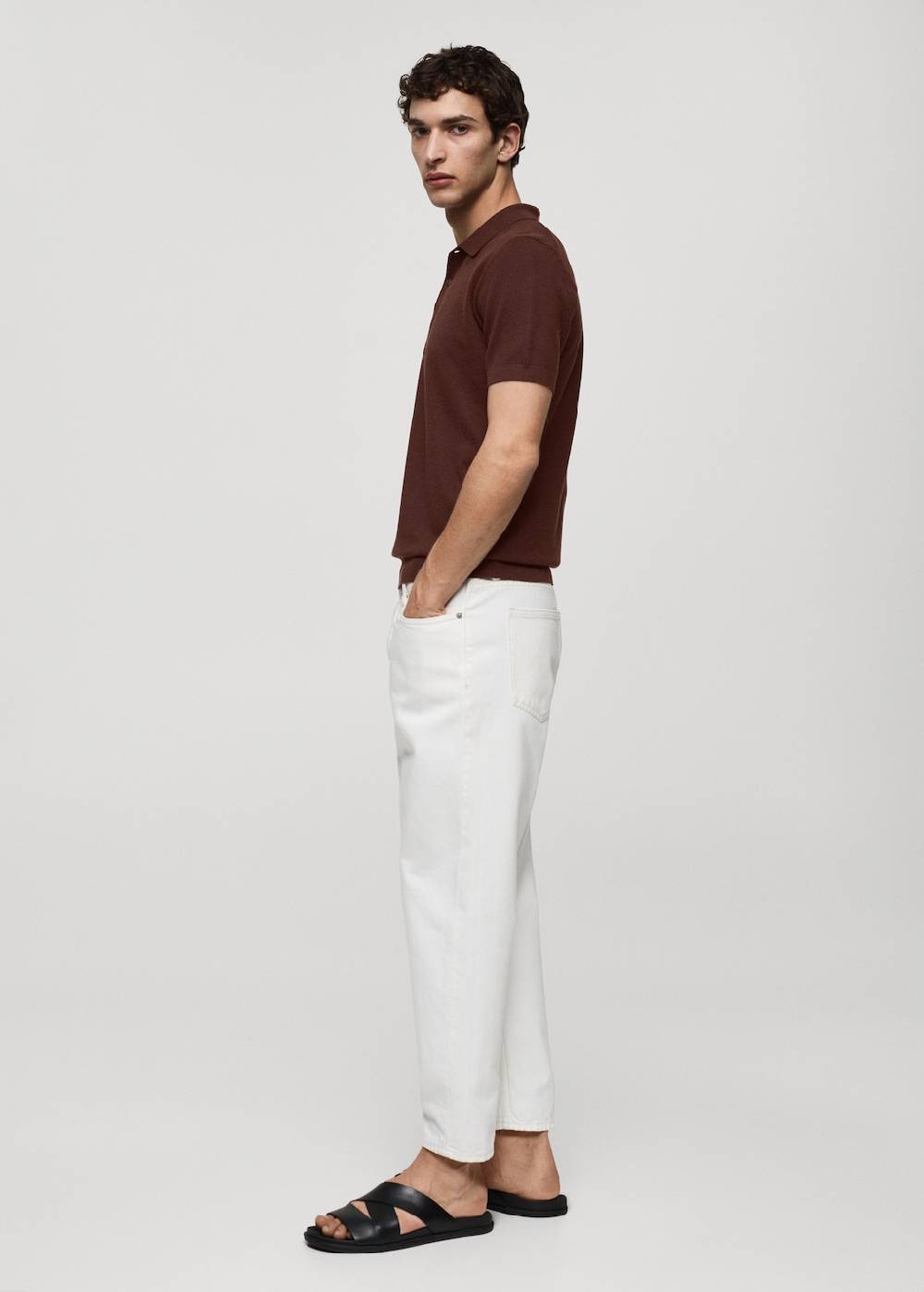Mango Kurzärmliges Strick-Poloshirt Im Verkauf
