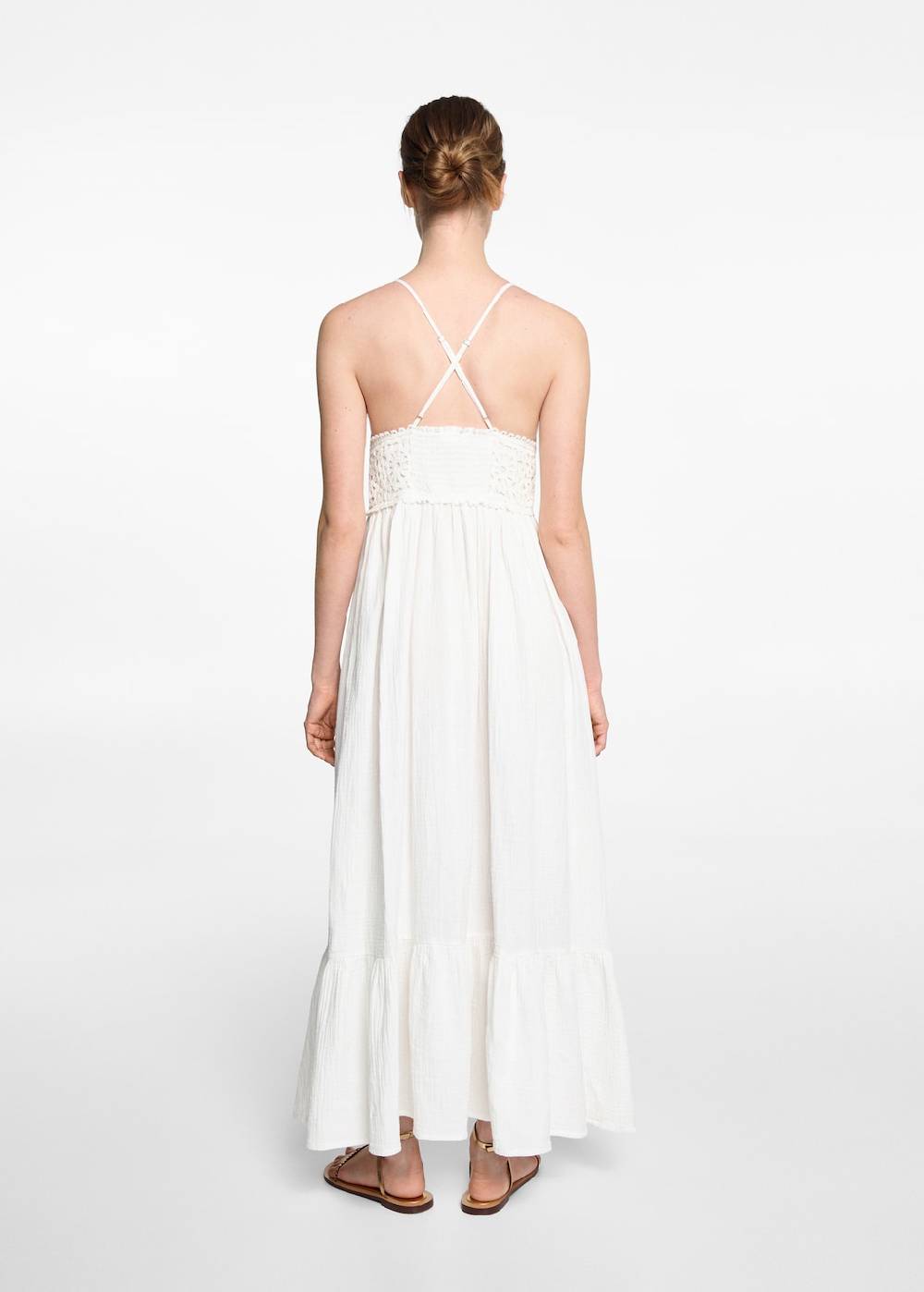 Mango Maxi-Kleid mit besticktem Volant Meist gekauft