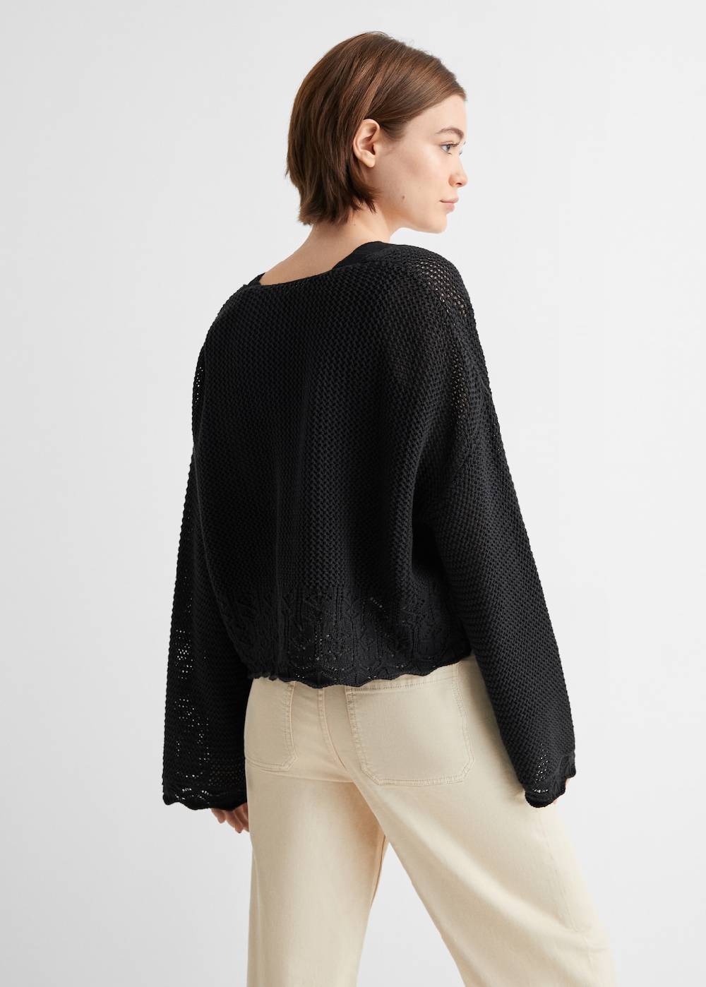 Mango Lochstrickpullover mit V-Ausschnitt Fabrik Onlineshop